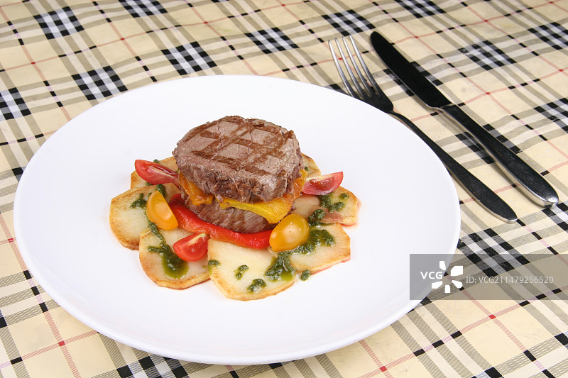 烤牛排杏鲍菇图片素材