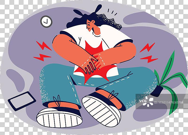 女人患有急性胃痛图片素材