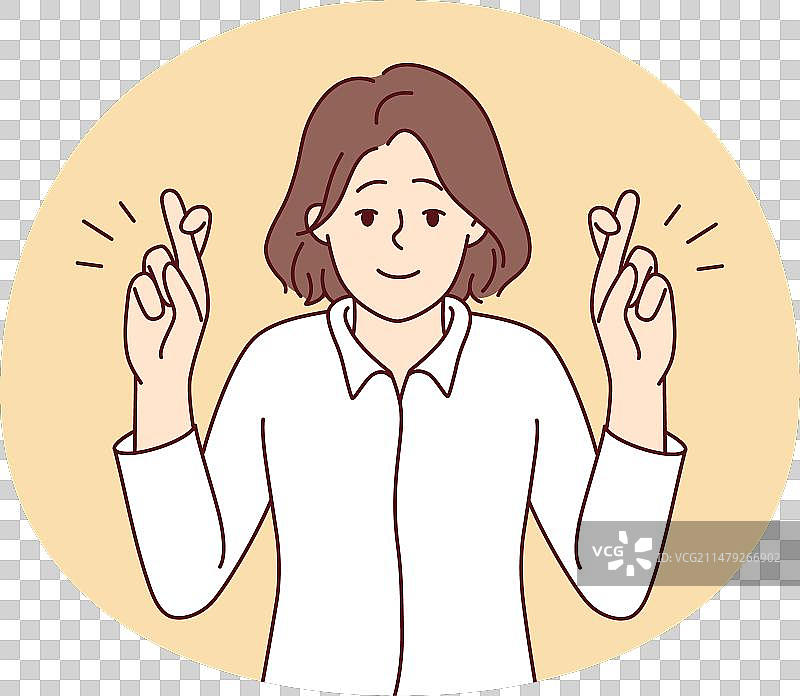 微笑的交叉手指许愿图片素材