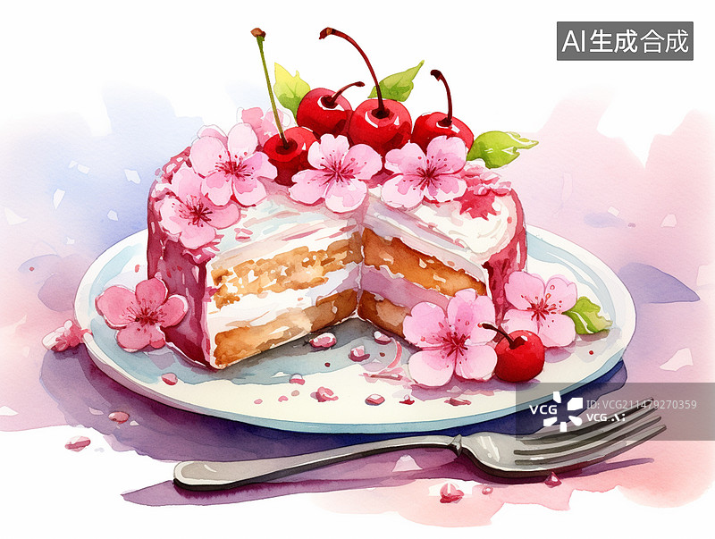 【AI数字艺术】水果夹心蛋糕图片素材