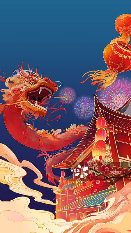 中国风元宵节龙灯图片素材