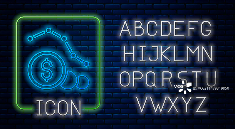 发光霓虹美元汇率下降icon图片素材
