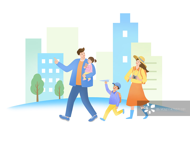 出去游玩的一家四口图片素材