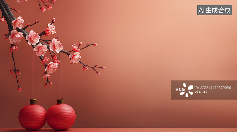 【AI数字艺术】年会红色背景图片素材