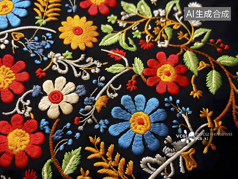【AI数字艺术】中国传统艺术苗绣图片素材