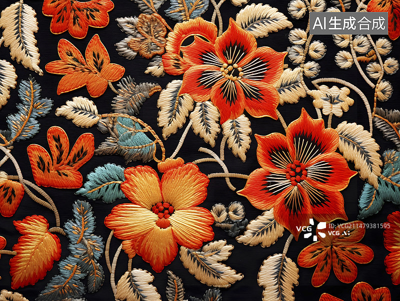 【AI数字艺术】中国传统艺术苗绣图片素材