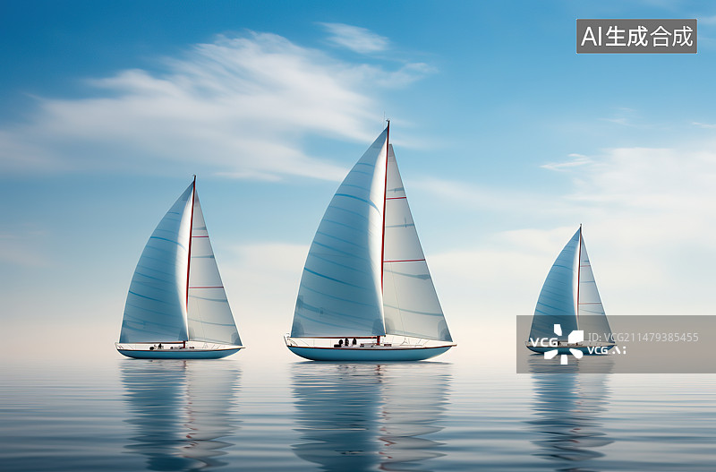 【AI数字艺术】日落下的帆船图片素材