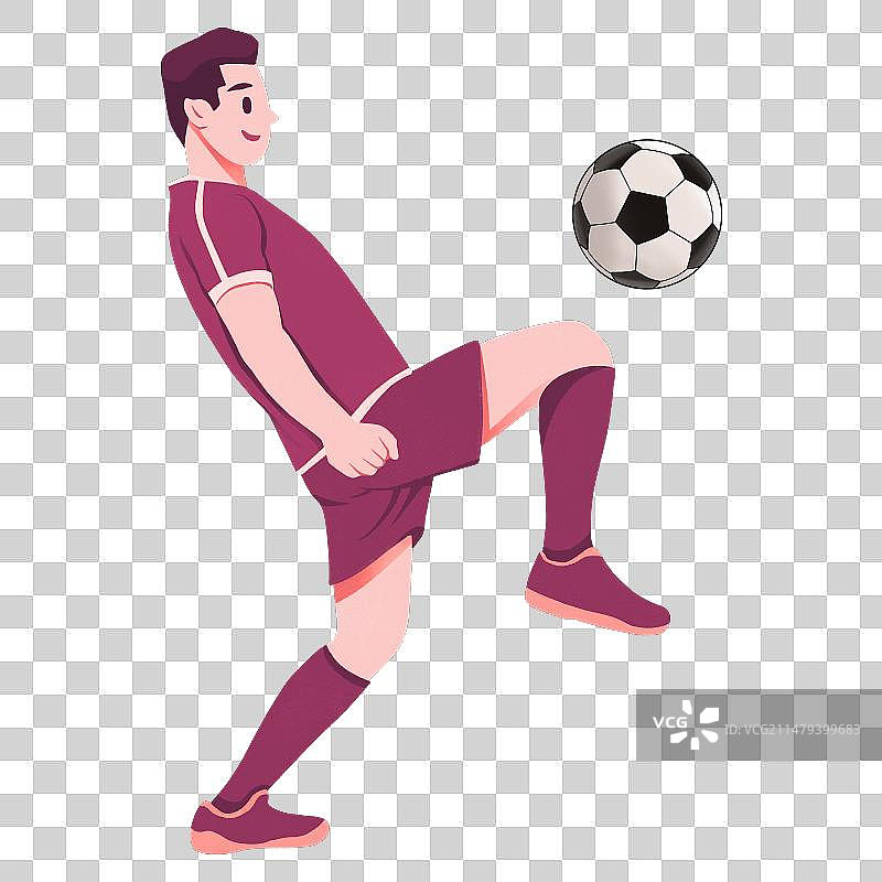 一个正在踢足球的男人运动员卡通插画元素图片素材