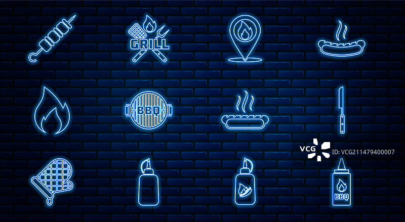 番茄酱瓶，烧烤刀具位置线条图片素材