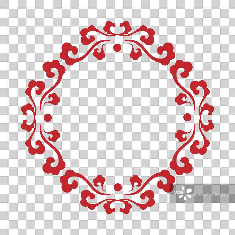 祥云圆形中式四角边框素材图片素材