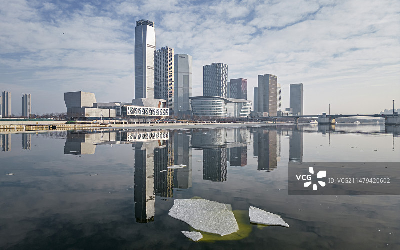 航拍天津滨海新区于家堡图片素材