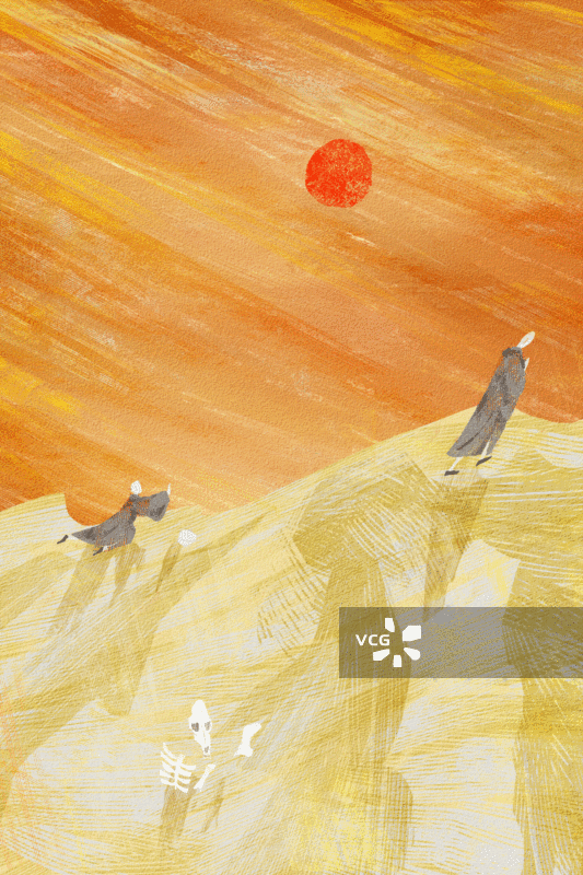 小和尚修行插画GIF动图图片素材