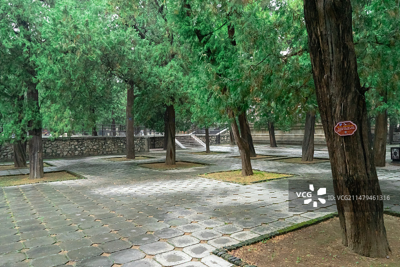 中国山东泰安著名景点泰山旅行旅游目的地风景区，泰山第一行宫岱庙，拍摄皇家园林，户外白昼无人图像图片素材