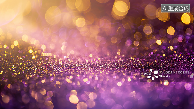 【AI数字艺术】金色紫色散焦散景灯光节日化妆品轻奢背景图片素材