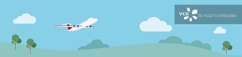 飞机飞行风景插画图片素材