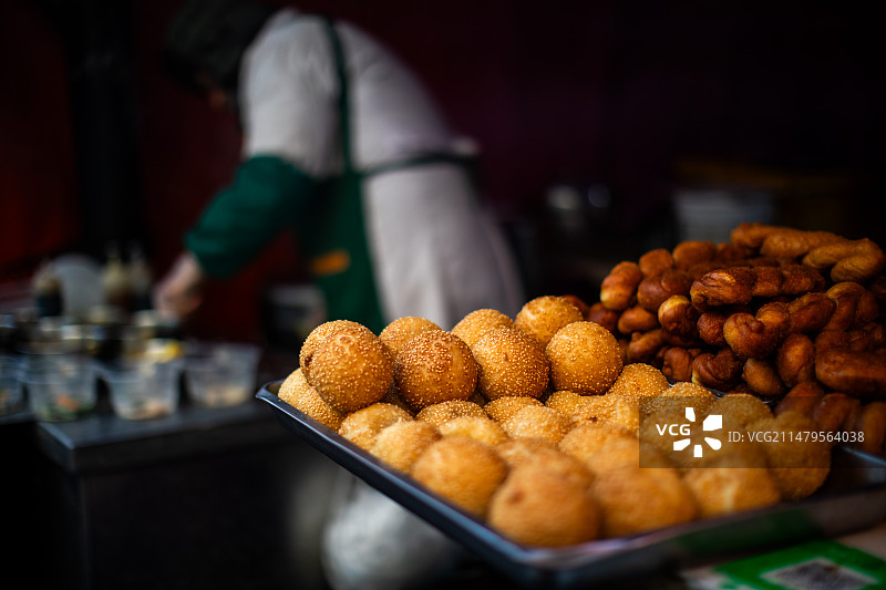 早市麻团和麻花图片素材