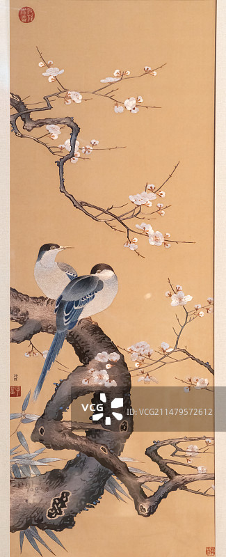 开封非遗，汴绣，宋代绘画，寒鹊梅花图图片素材