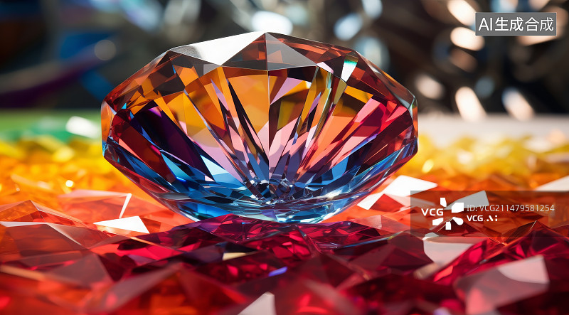 【AI数字艺术】彩色钻石特写镜头图片素材
