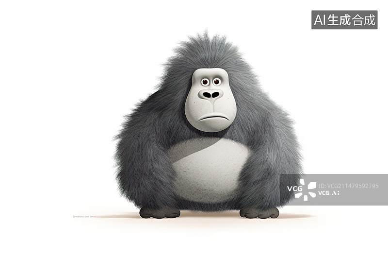 【AI数字艺术】大猩猩元素儿童插画白色背景图片素材