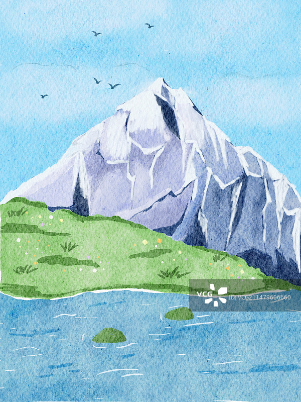 雪山草地图片素材