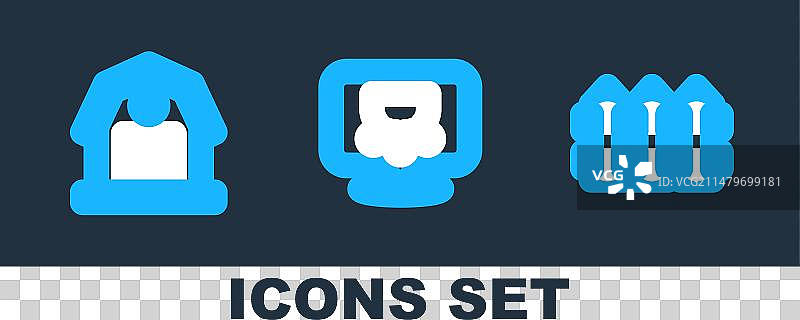 花园栅栏木制农舍和牛 udder 图标图片素材