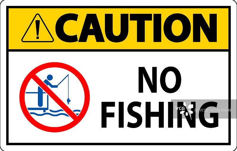 水上安全警示牌：禁止钓鱼图片素材