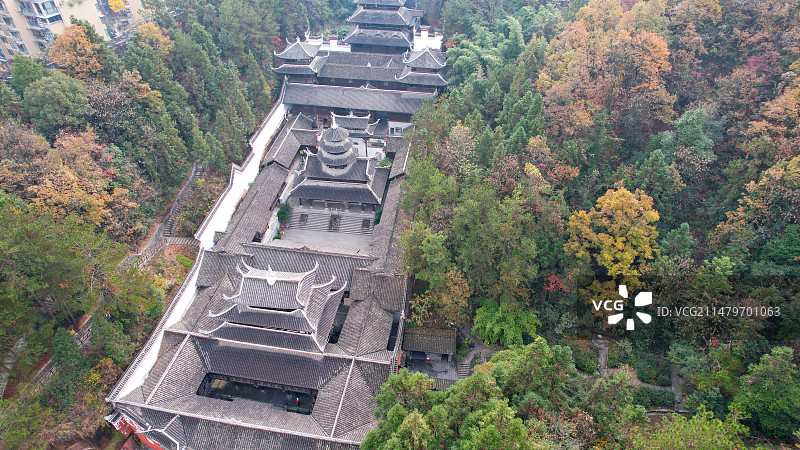 秋天秋季国家4A景区湖北恩施土司城景区航拍图片素材