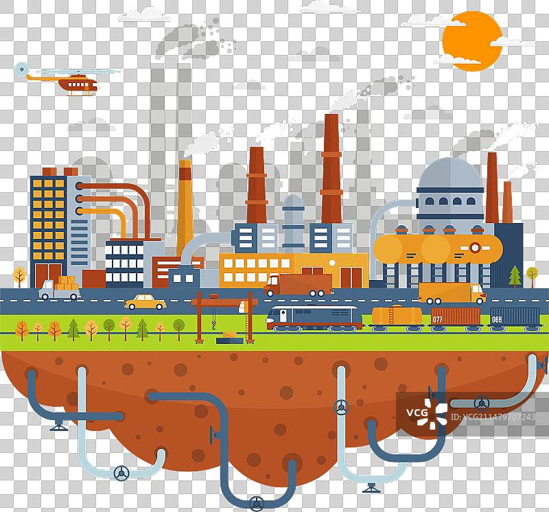 带有化工厂的工业城市概念图片素材