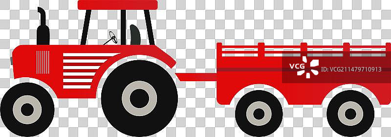 带手推车的拖拉机彩色车辆图标图片素材