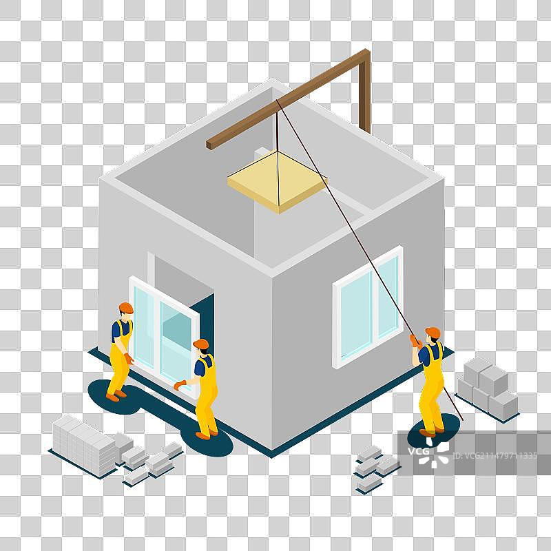 建筑工人等距banner图片素材