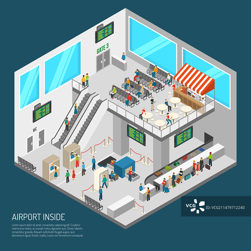 机场内部2.5D海报图片素材