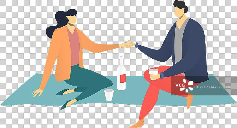 坐在地板上的青年男人和女人图片素材