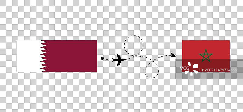 从卡塔尔到摩洛哥的航班和旅行图片素材