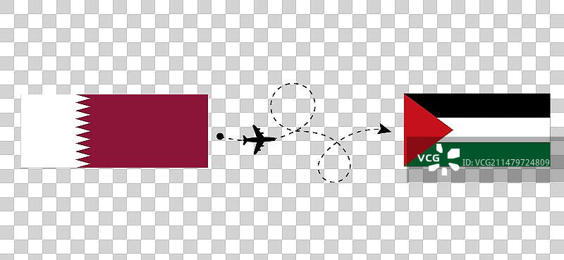 从卡塔尔飞往巴勒斯坦的航班和旅行图片素材