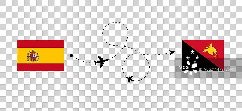 乘客搭乘航班往返西班牙和巴布亚新几内亚图片素材