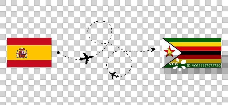 从西班牙到津巴布韦的航班和旅行图片素材