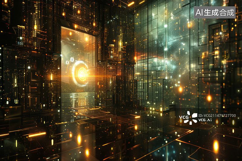 【AI数字艺术】未来科技数据场景图片素材