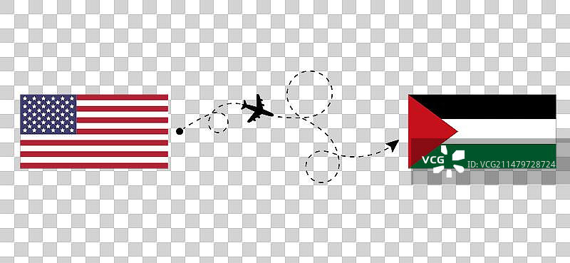 美国到巴勒斯坦的航空旅行图片素材