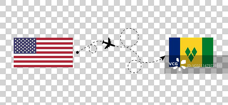 从美国飞往圣文森特的航班旅行图片素材