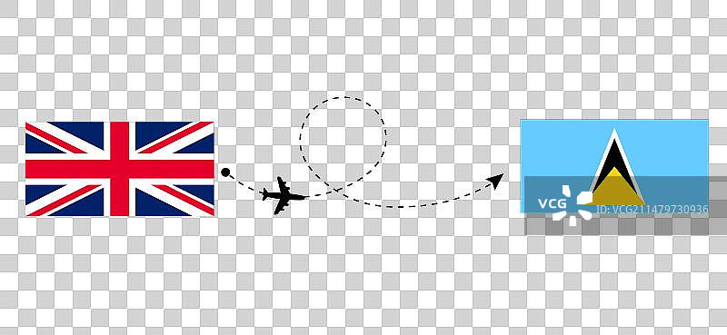 从英国起飞的航班和旅行图片素材