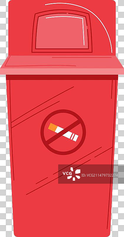 红色禁止吸烟垃圾桶卡通垃圾容器图片素材