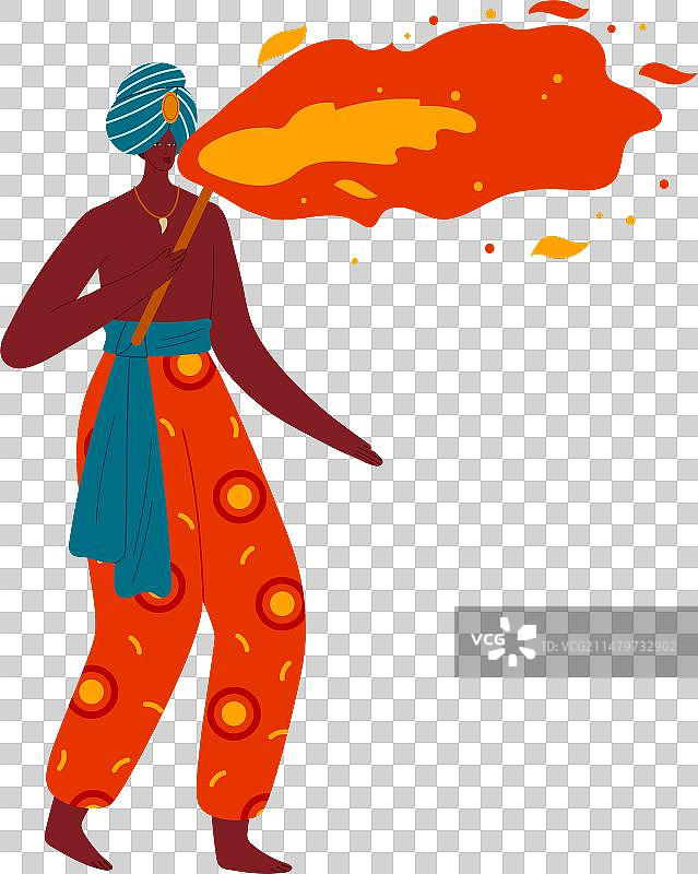 身着传统服饰的非洲裔女人喷火图片素材