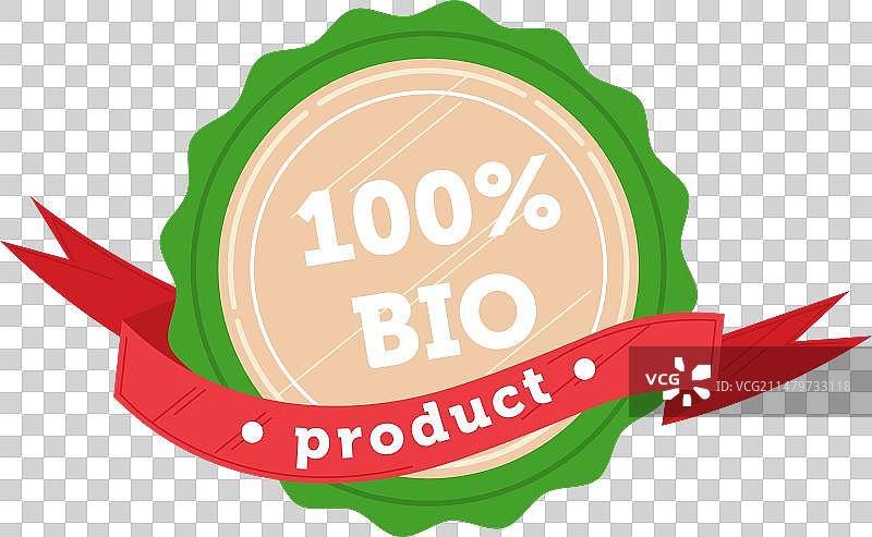 100%生物产品红色丝带封条图片素材