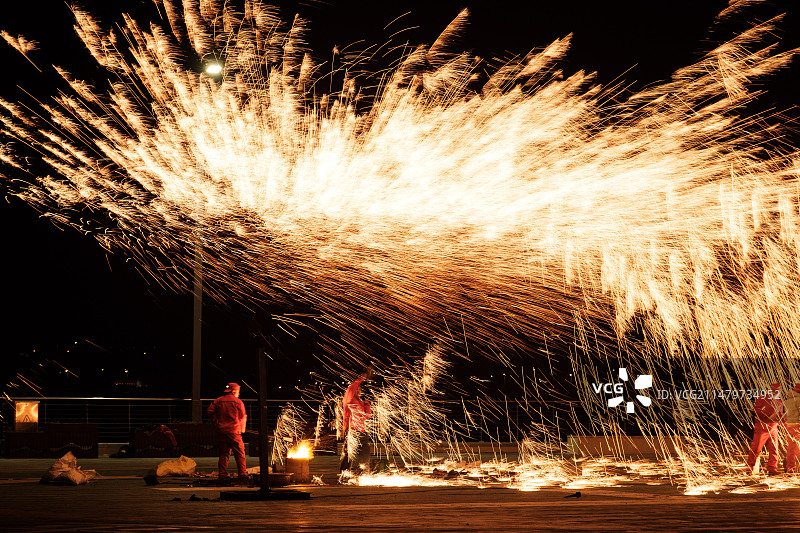 非遗打铁花图片素材