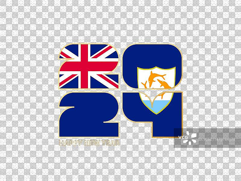 安圭拉国旗抽象数字2024图片素材