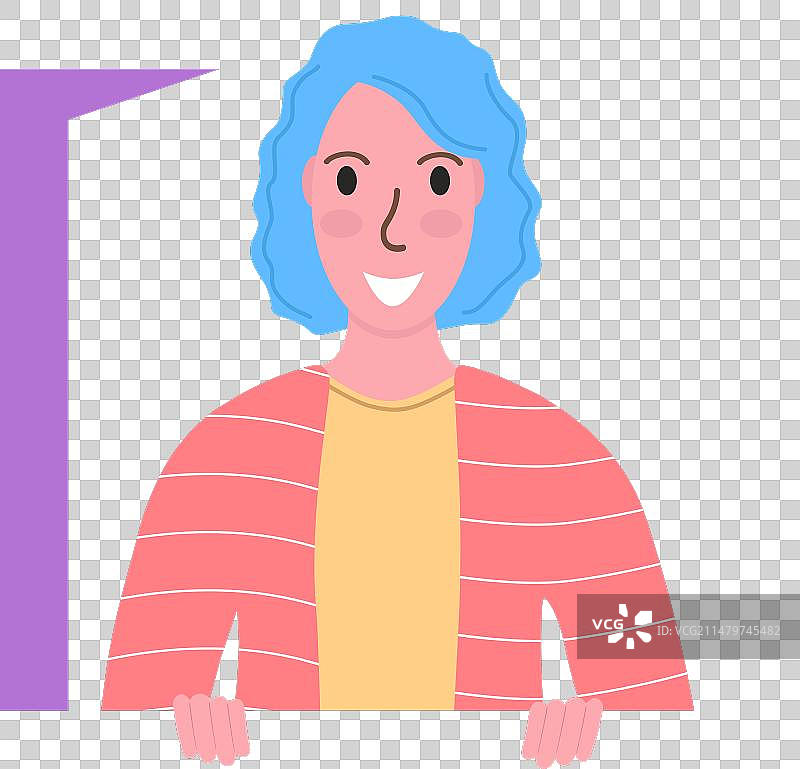 拿着空白标牌的快乐蓝发女性图片素材