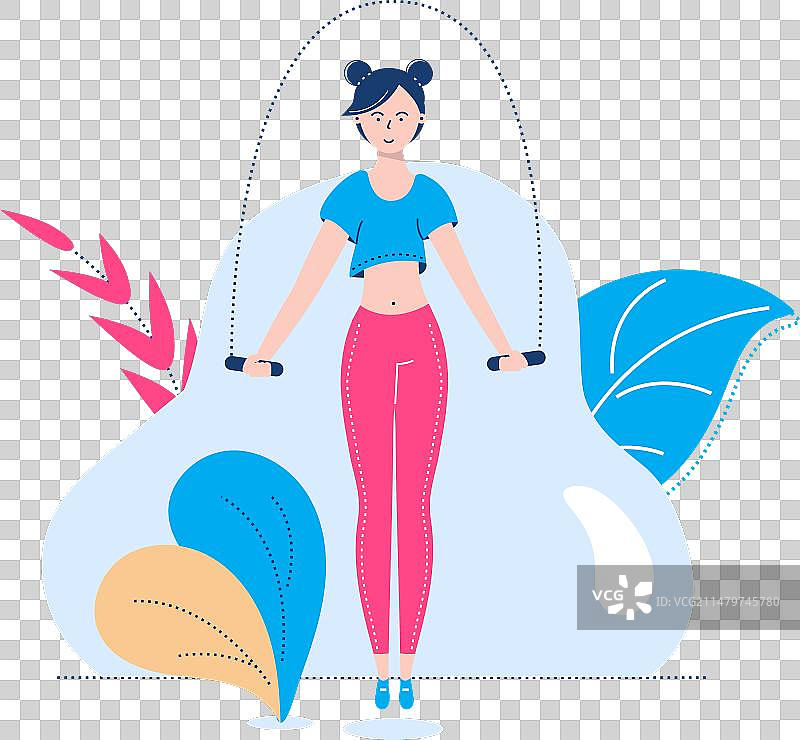 穿着运动服做开合跳的年轻女人图片素材