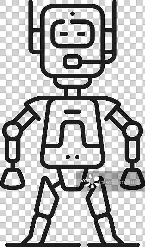 机器人线条图标卡通形象图片素材