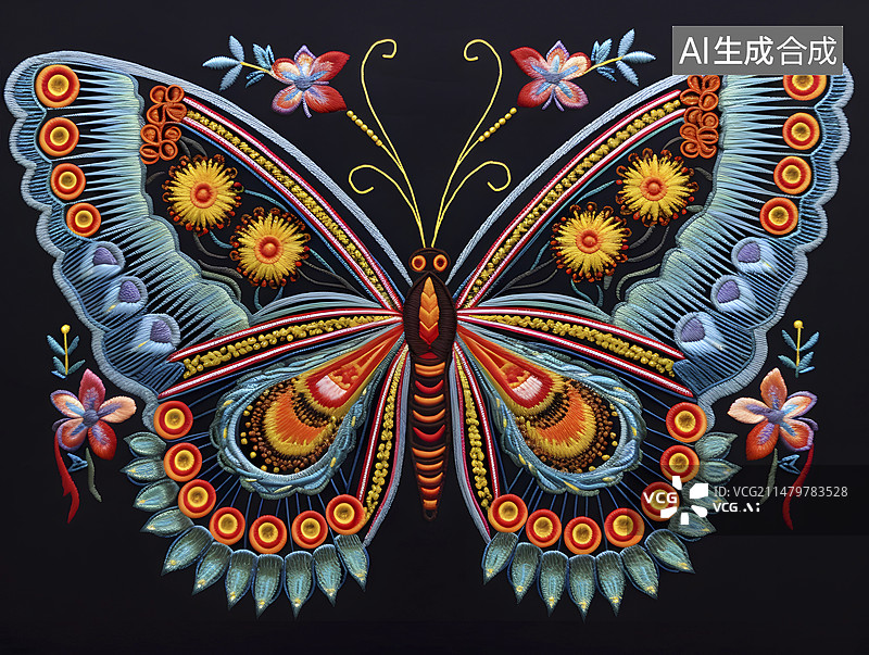 【AI数字艺术】苗绣:蝴蝶图片素材