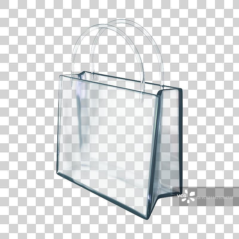 3D立体设计元素透明购物袋图片素材